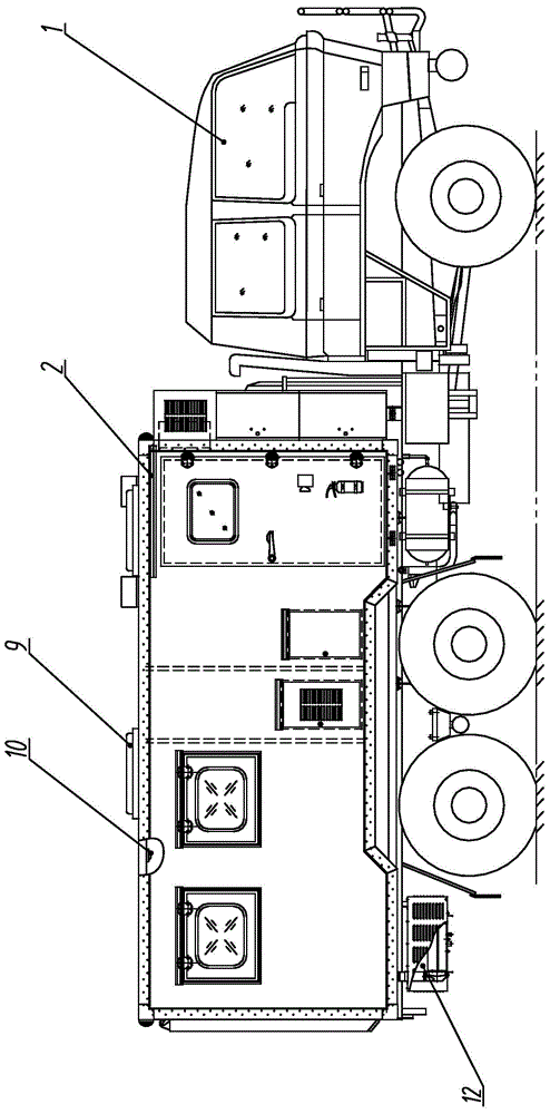 Integrated service vehicle allowing integration of cooking, showering and camping functions