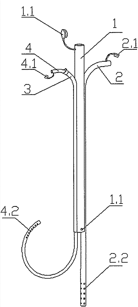 Three-cavity stomach tube used for Whipple operation