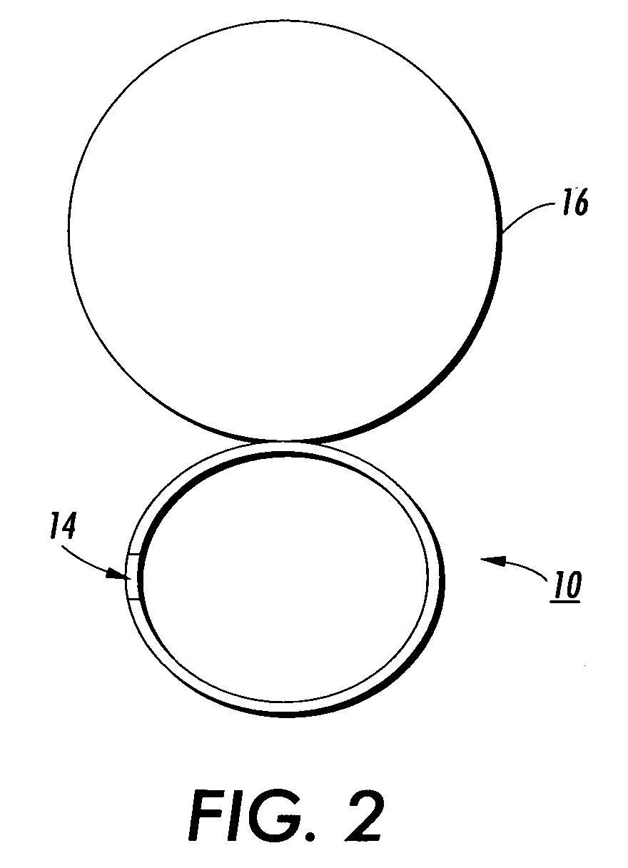 Thin walled fuser roll with stress redirected from axial to radial direction