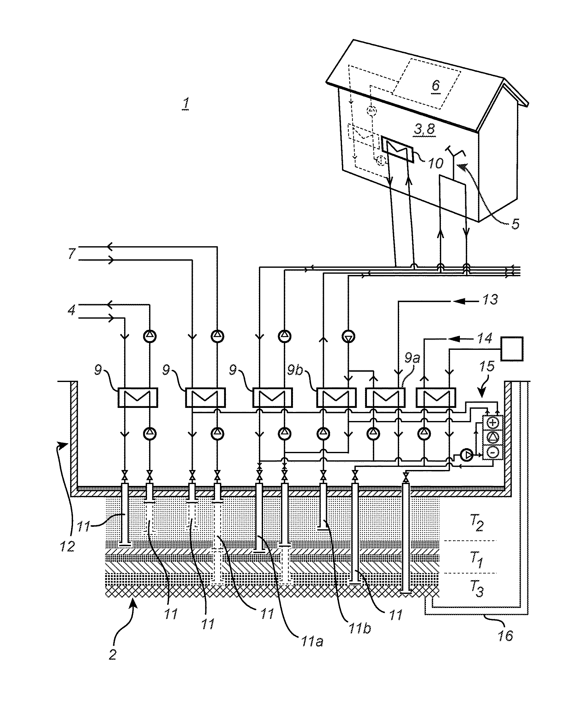 Thermal energy storage system comprising a combined heating and cooling machine and a method for using the thermal energy storage system