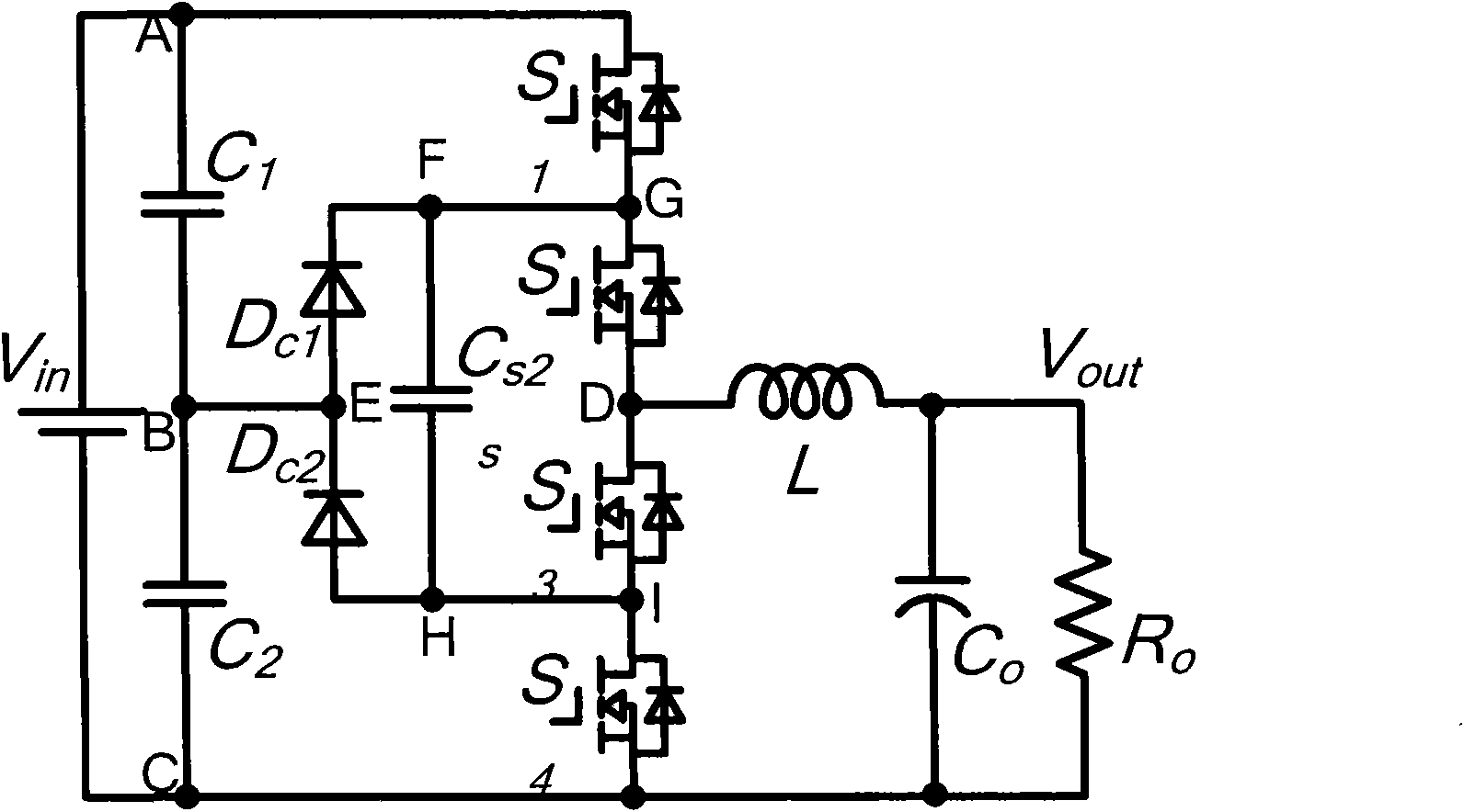 Three-level buck convertor