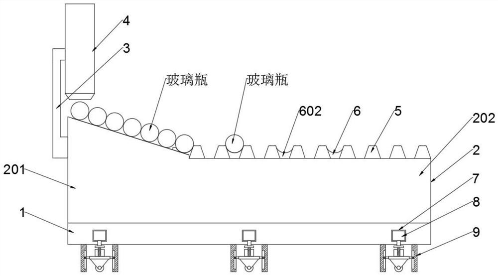 Glass bottle annealing walking device