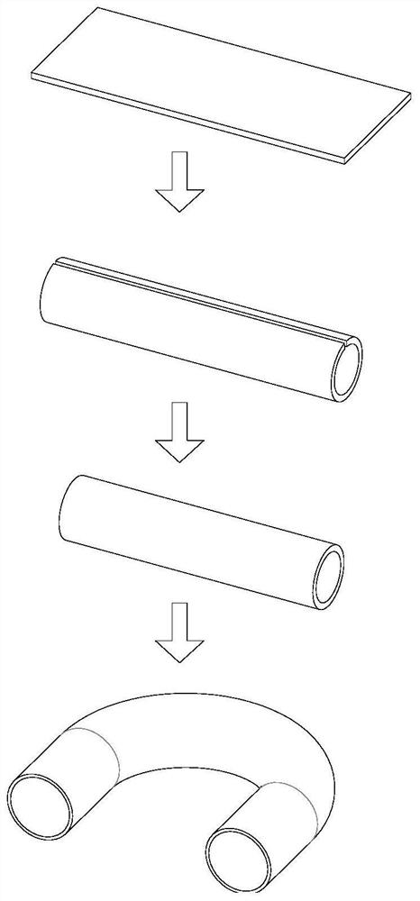 Large-diameter one-time-formed 180-degree elbow and machining process thereof