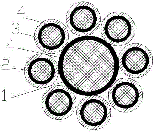 Compound rope with eight steel cores