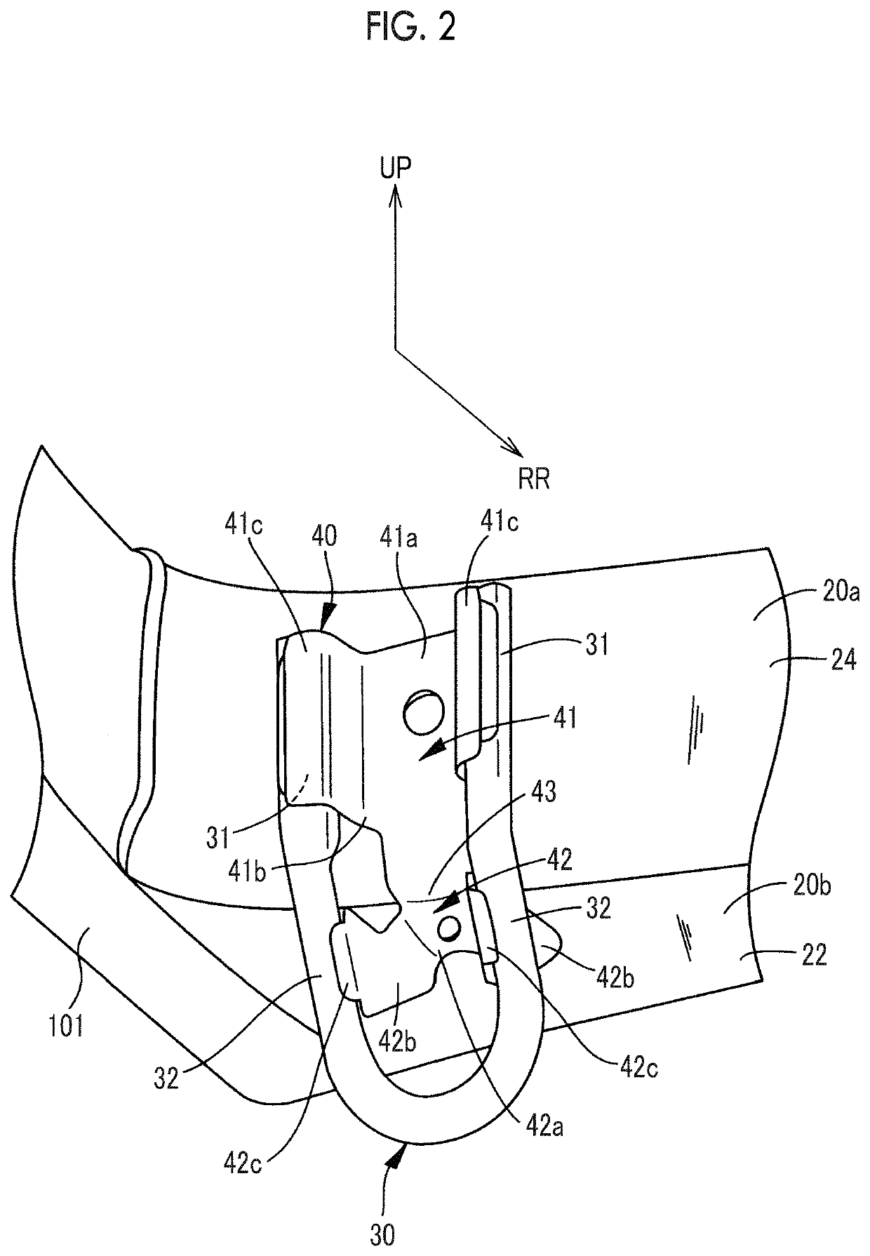 Towing hook mounting structure