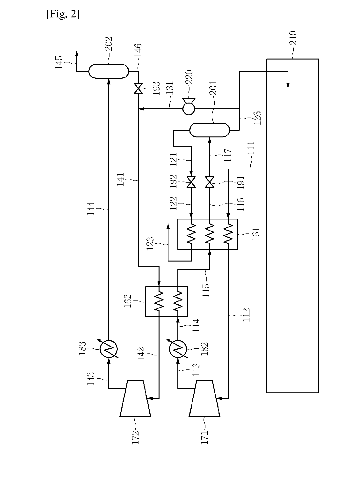 Re-liquefying method for stored liquid