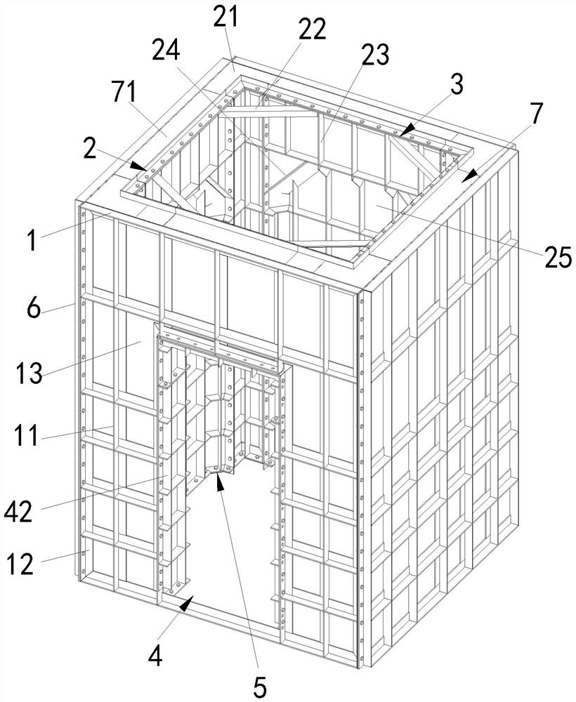 Pouring mold for elevator shaft integral molding