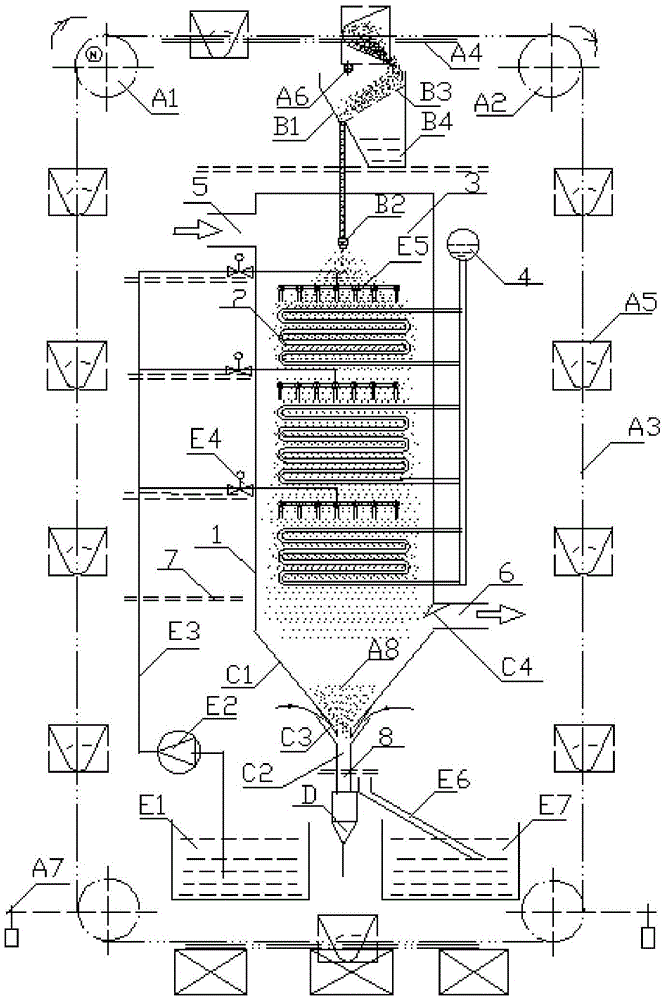 Ash cleaning device for ferroalloy submerged arc furnace waste heat boiler