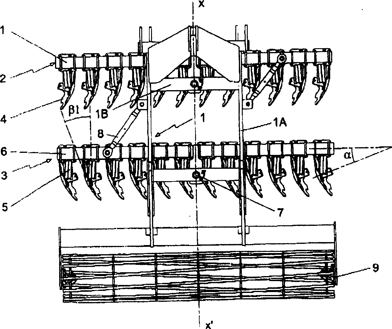 Stubble-plow type tilling machine for plowing ground