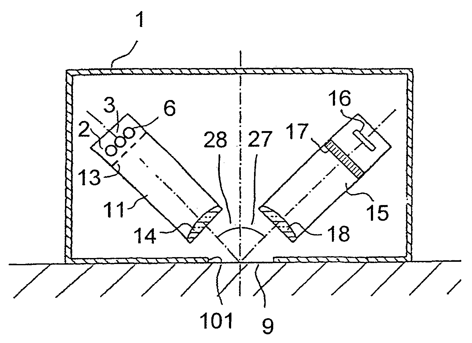 Device and process for the determination of the properties of reflective bodies