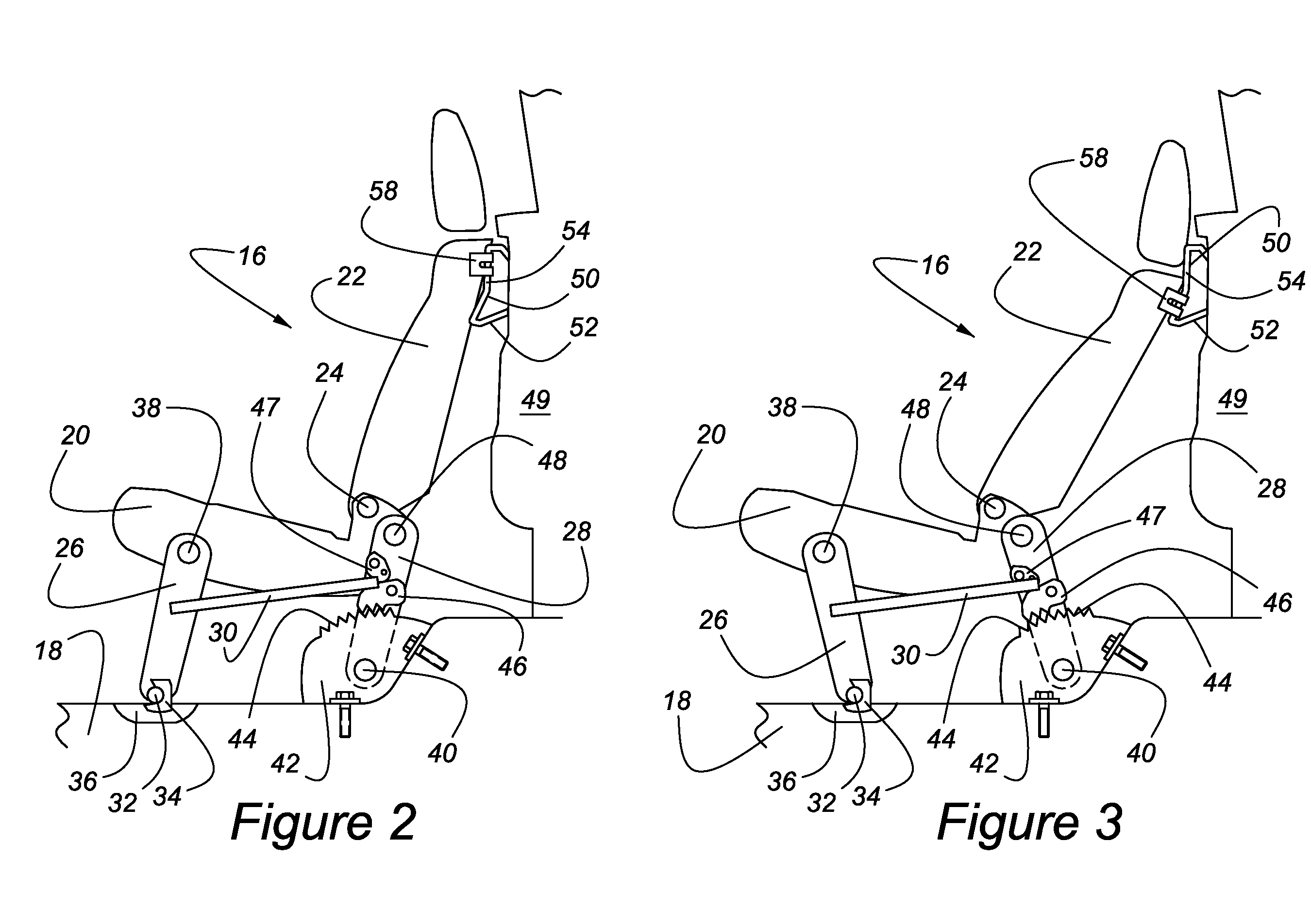 Reclining rear seat for vehicle having four-bar link