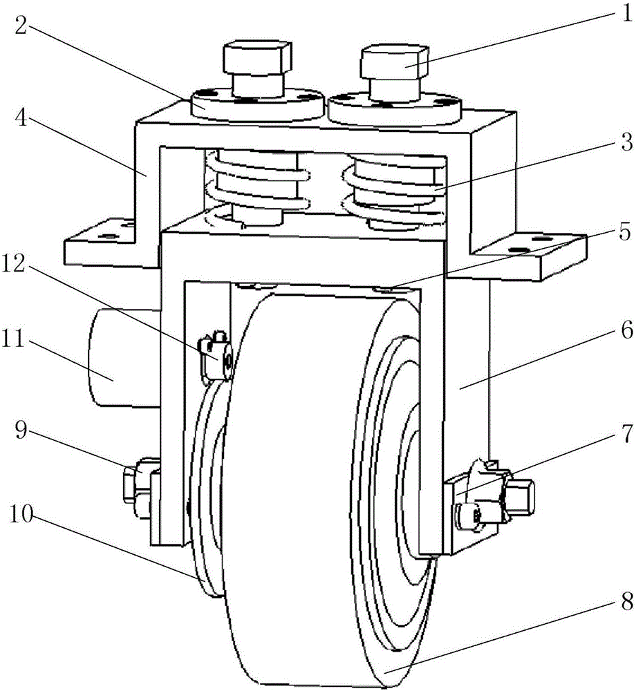 AGV (automatic guided vehicle) elastic support driving device using hub motor and AGV