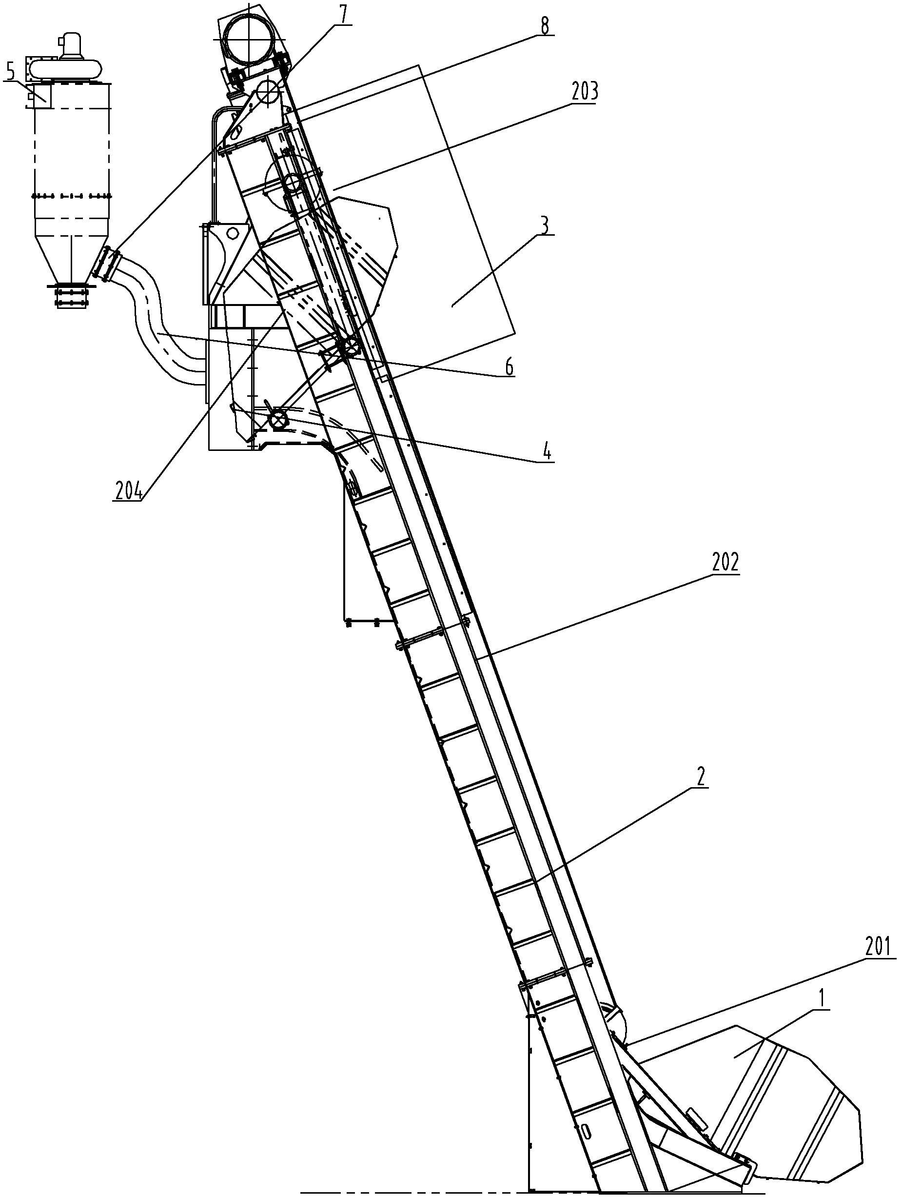 Dustproof elevating device and concrete production apparatus comprising same