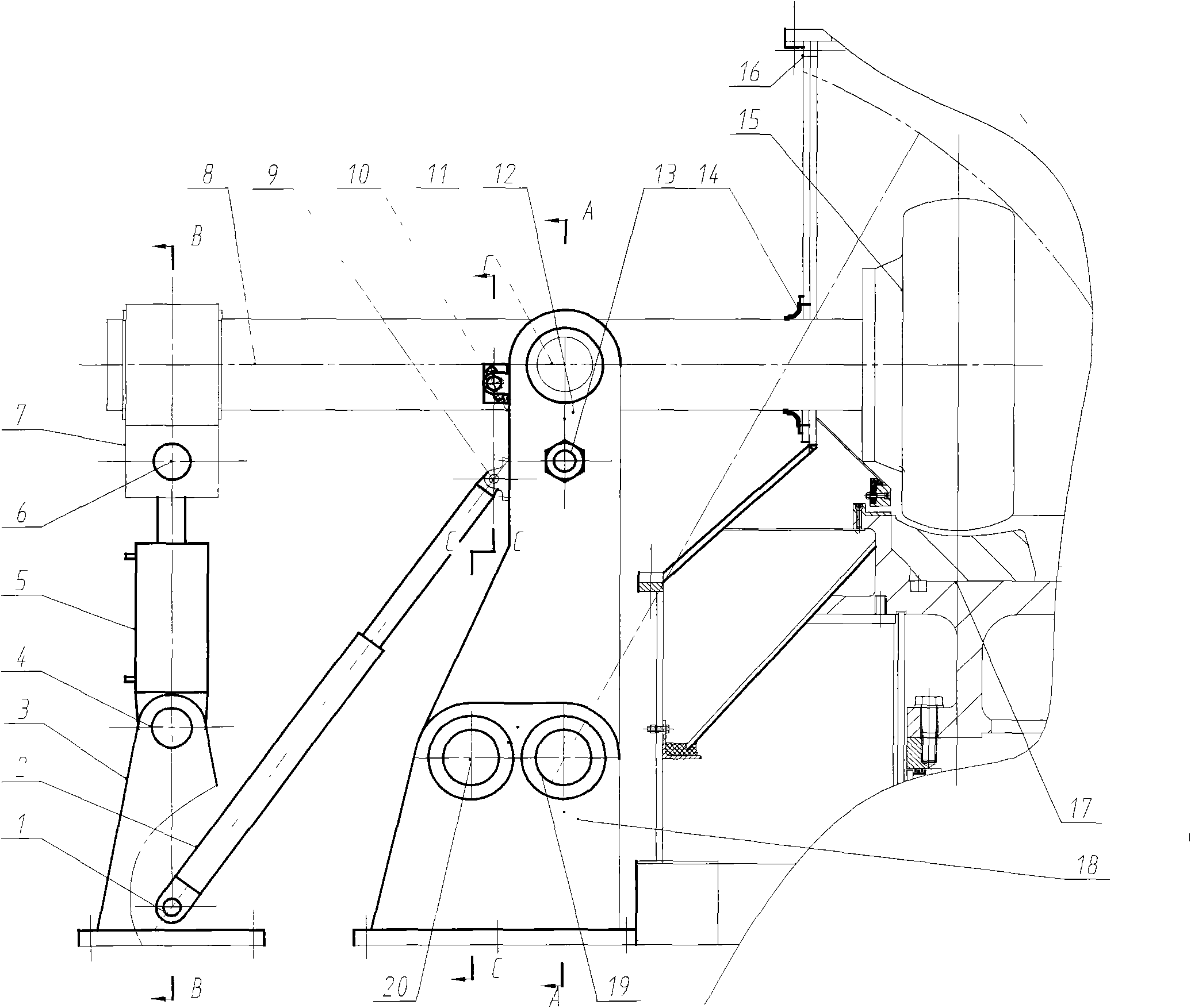 Grinding roller pressurization device for vertical mill