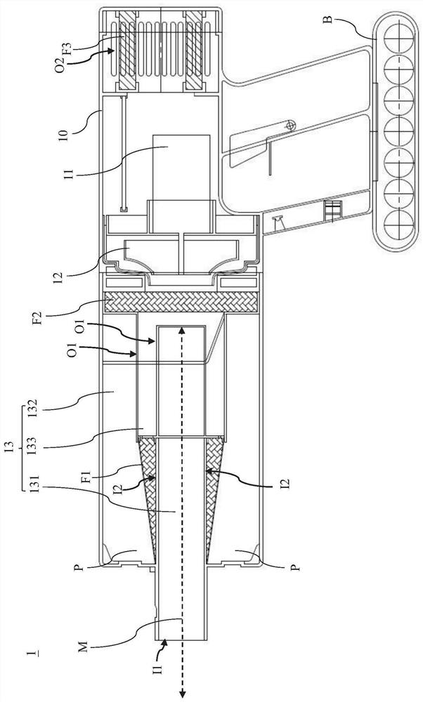 Central air intake diversion structure and central air intake vacuum cyclone cleaner