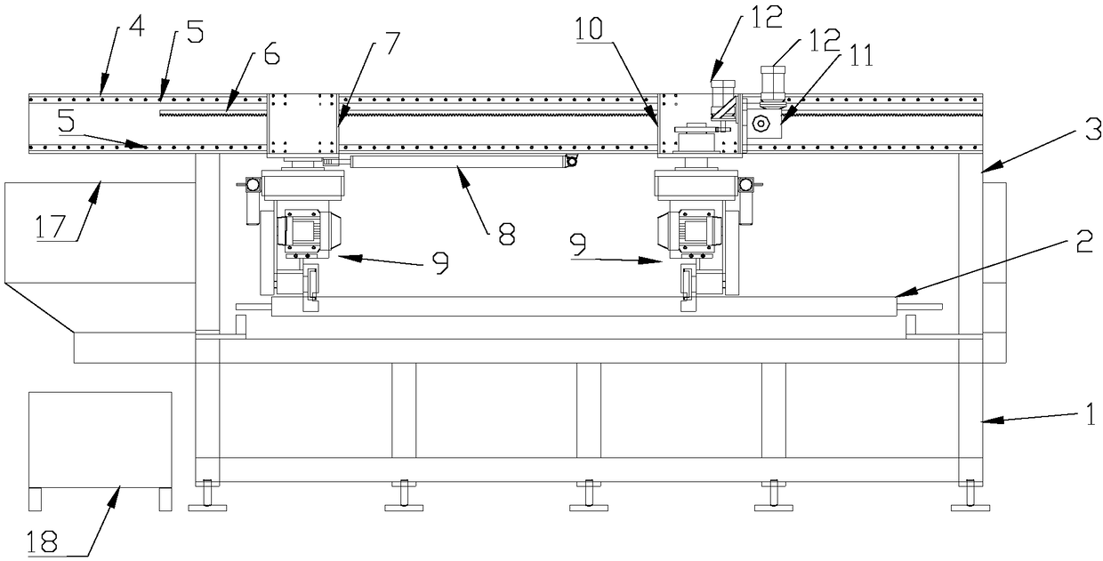 A four-sided bottom edge edging machine