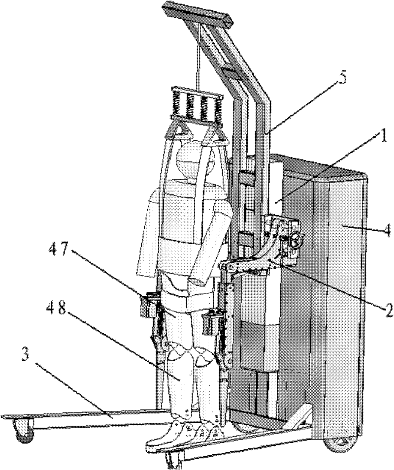 Vehicle-mounted movable type walk-assisting exoskeleton rehabilitation robot