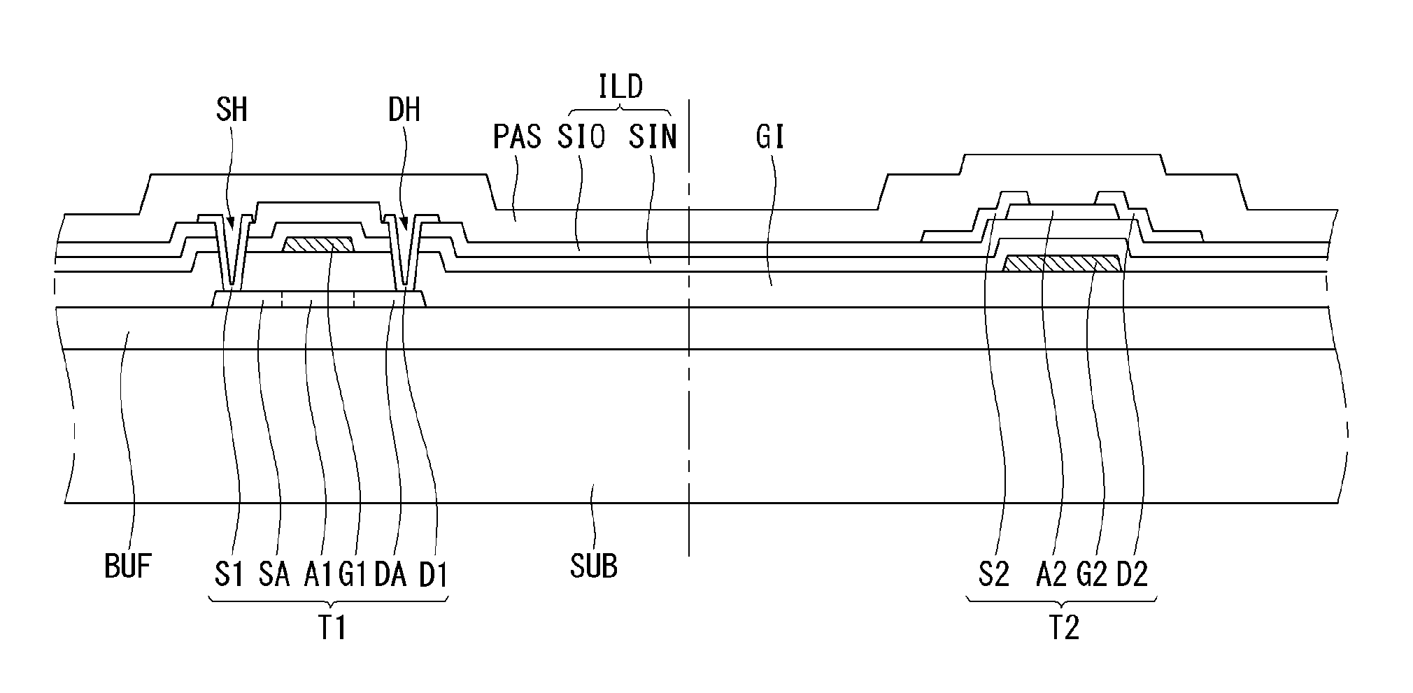 Thin film transistor substrate and display using the same