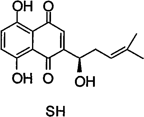 Alkannin acetyl glucose and preparation method and application thereof