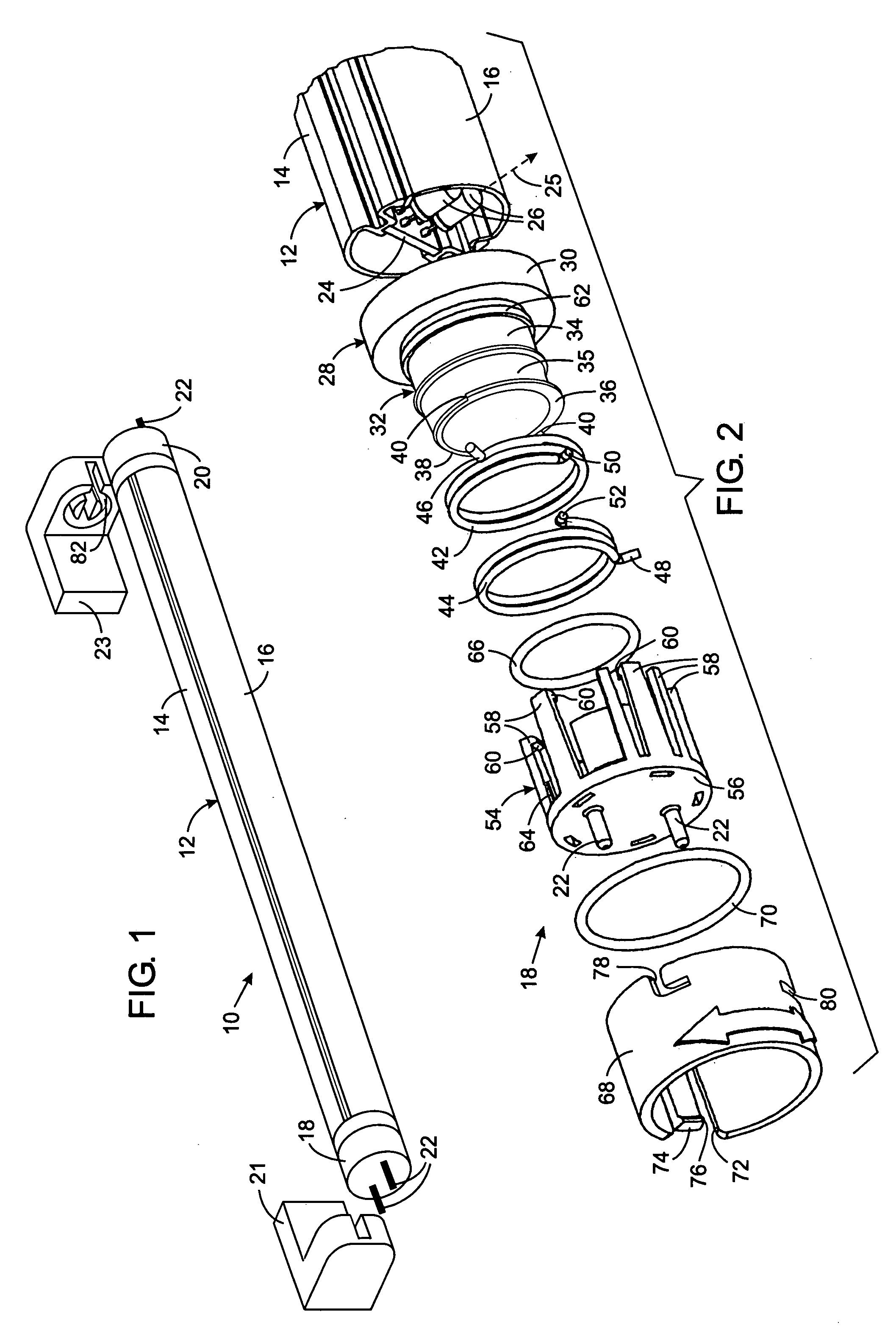 Lighting assembly with swivel end connectors