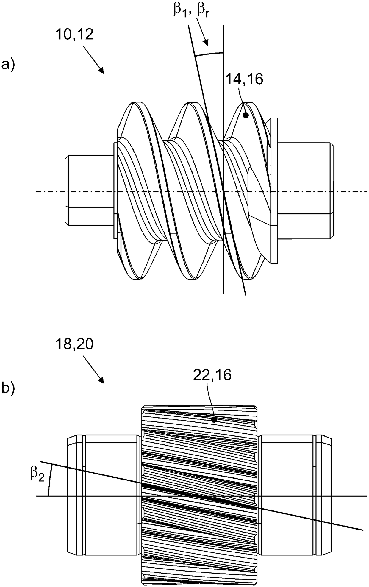 Gear pairing for a helical gear unit or a spur gear unit and application thereof