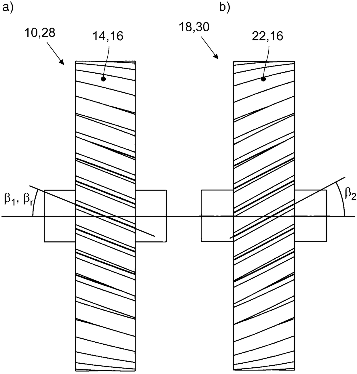 Gear pairing for a helical gear unit or a spur gear unit and application thereof