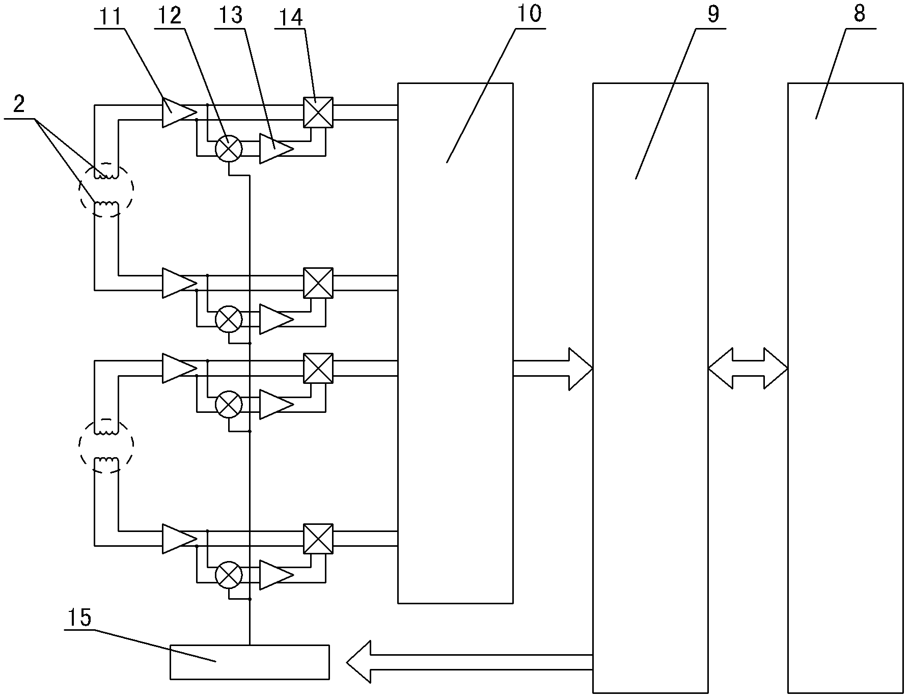 Method for detecting positions of underground metal pipelines by aid of space vector method and device