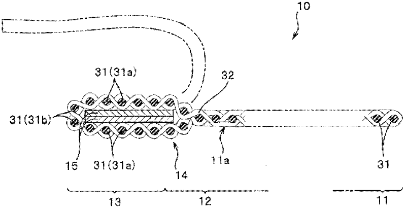 Fastener stringer for concealed slide fastener