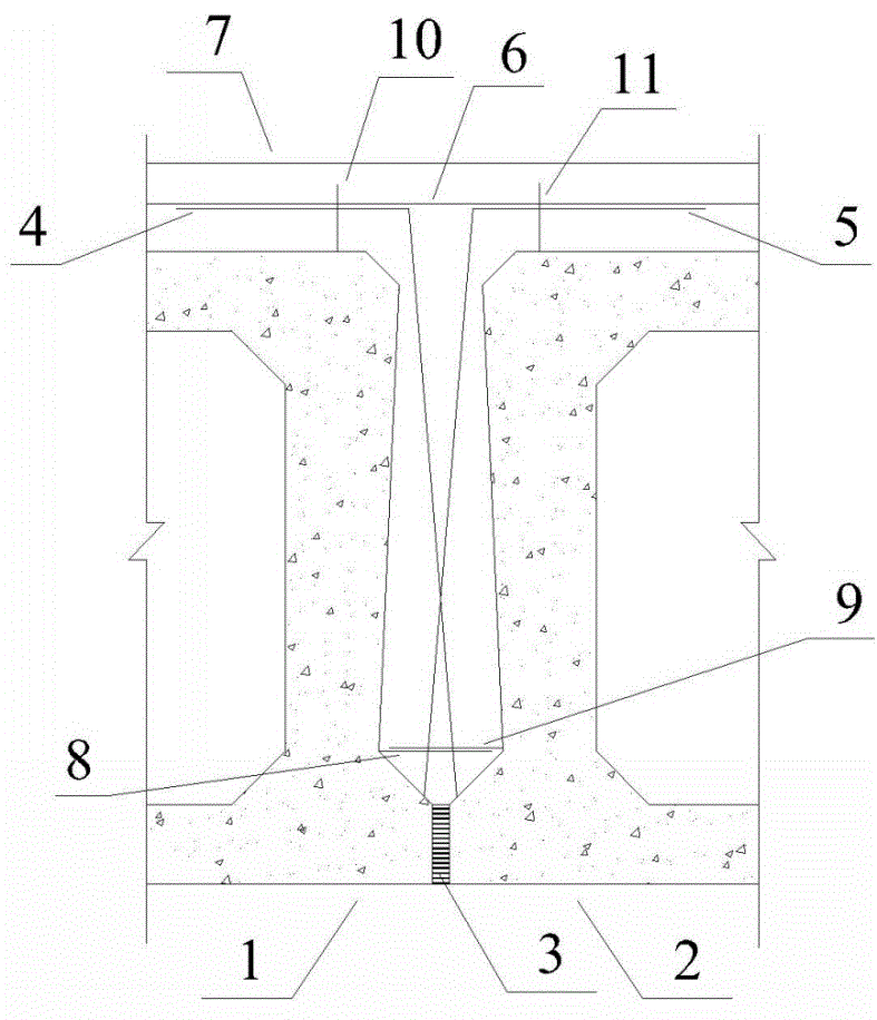 Hinge joint connecting structure of hollow slab bridge