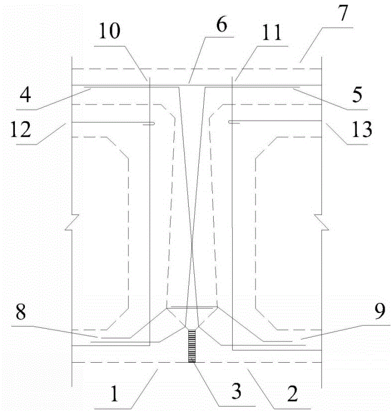 Hinge joint connecting structure of hollow slab bridge