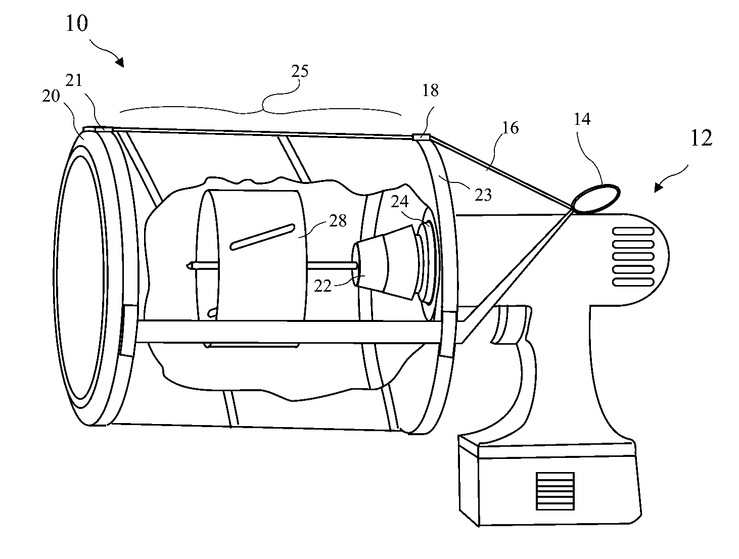 Retractable drill mounted dust collector