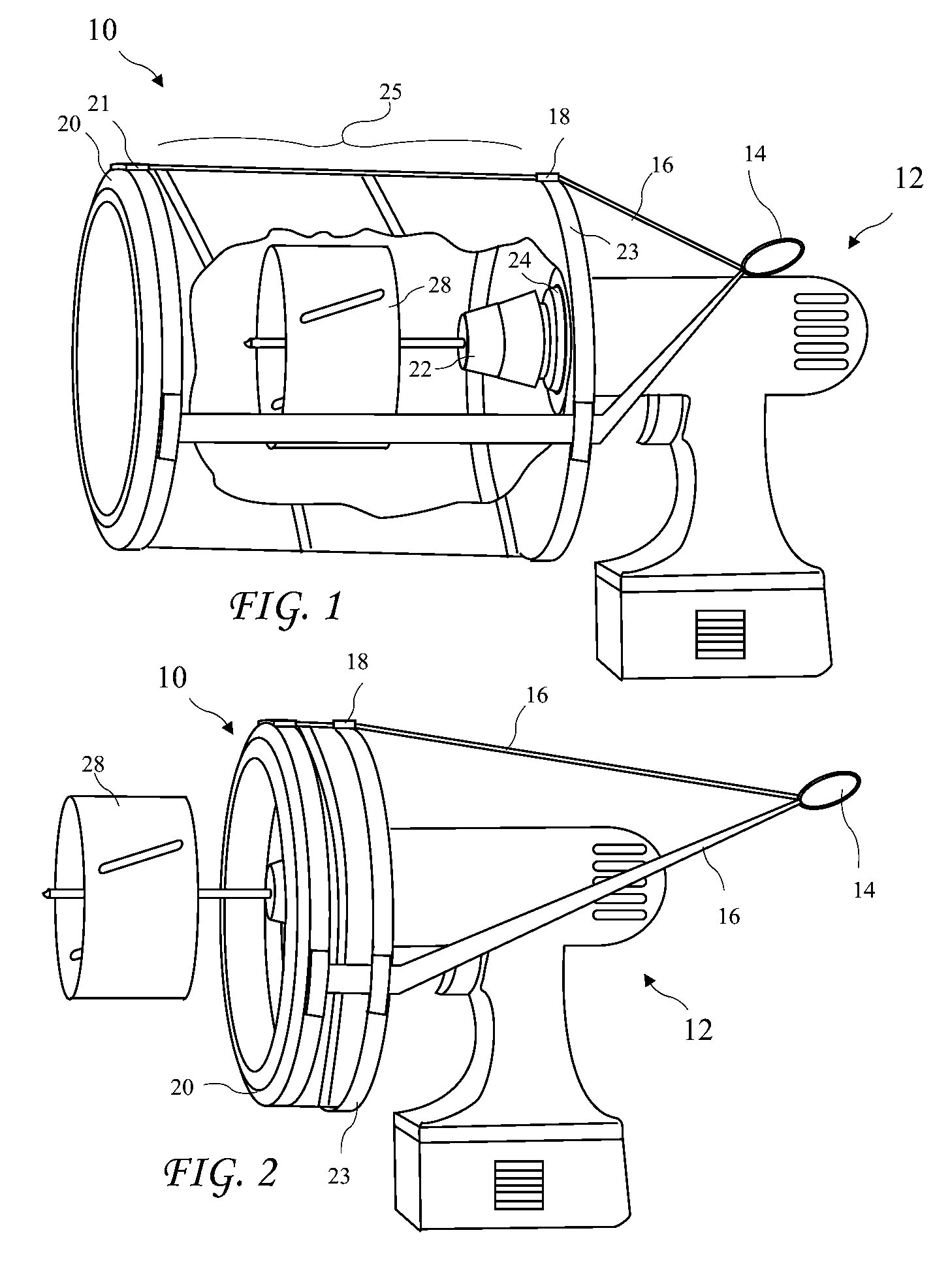 Retractable drill mounted dust collector