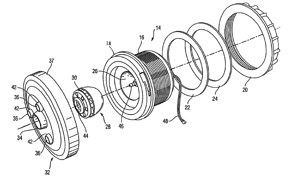 Water jet mechanism for whirlpool effect in pedicures or other applications