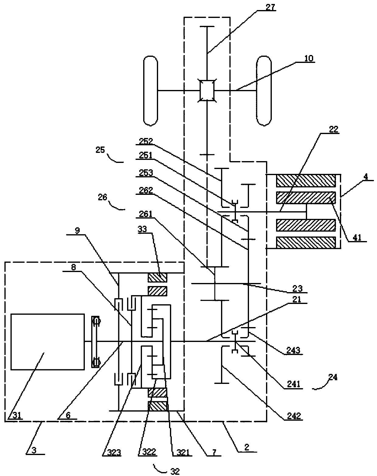 Continuous speed-changing shunt type hybrid power assembly