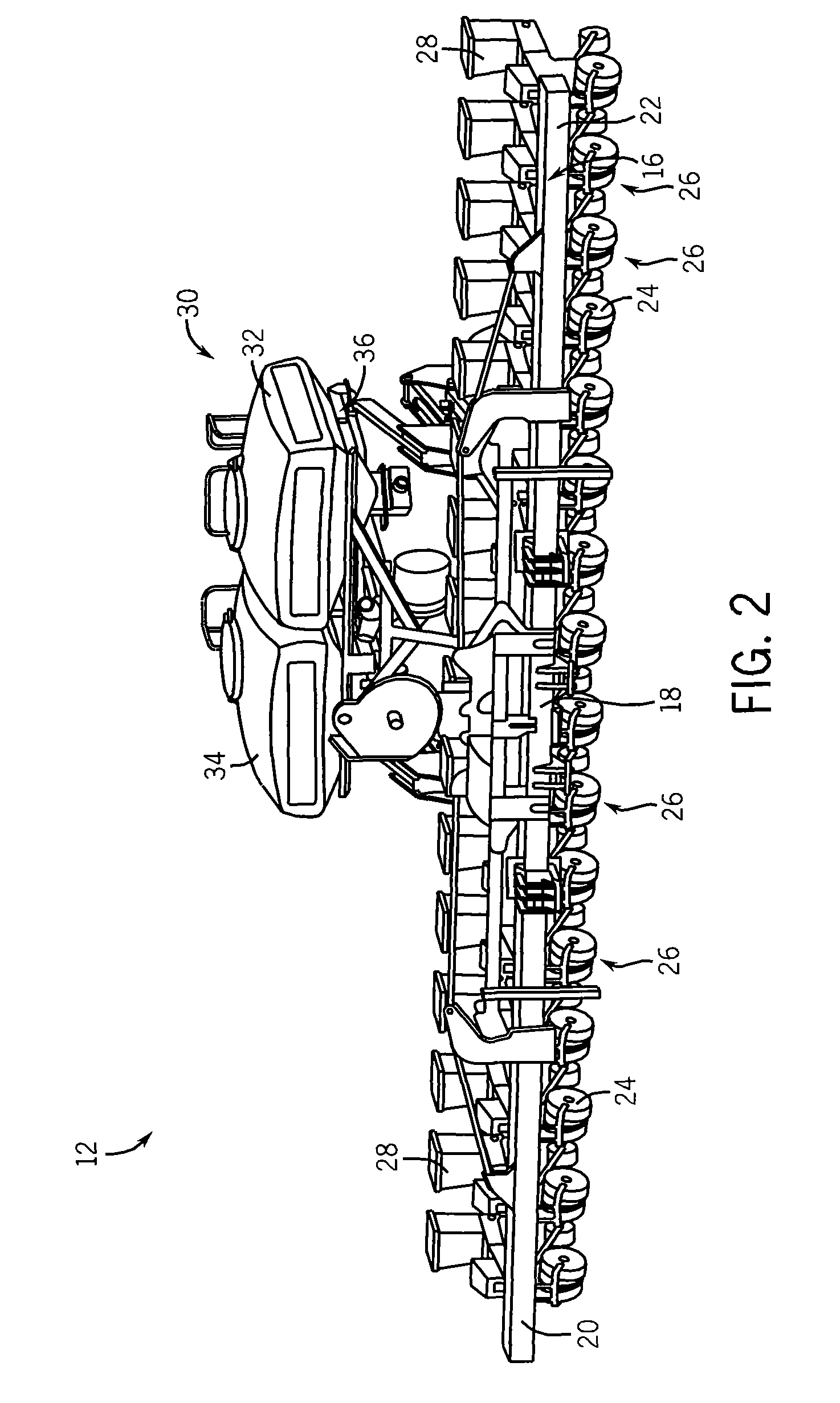 Central bulk fill system having stowable ladder for stack-fold farm implement