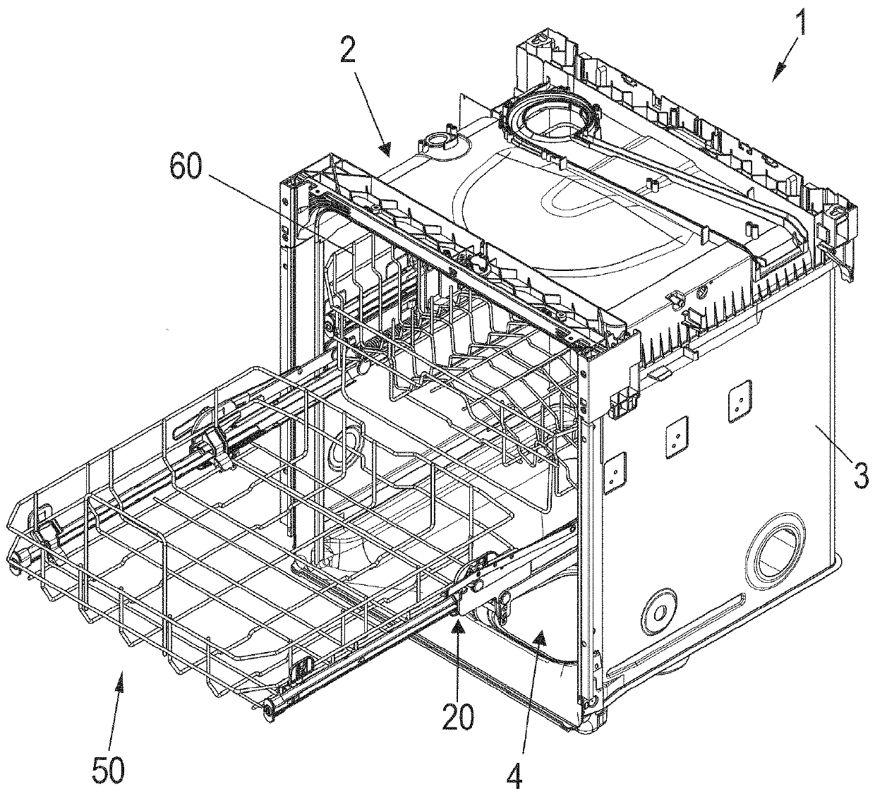 Sliding-pivoting mechanism of a shelf of a piece of furniture or of a domestic appliance, and piece of furniture or domestic appliance having such a sliding-pivoting mechanism