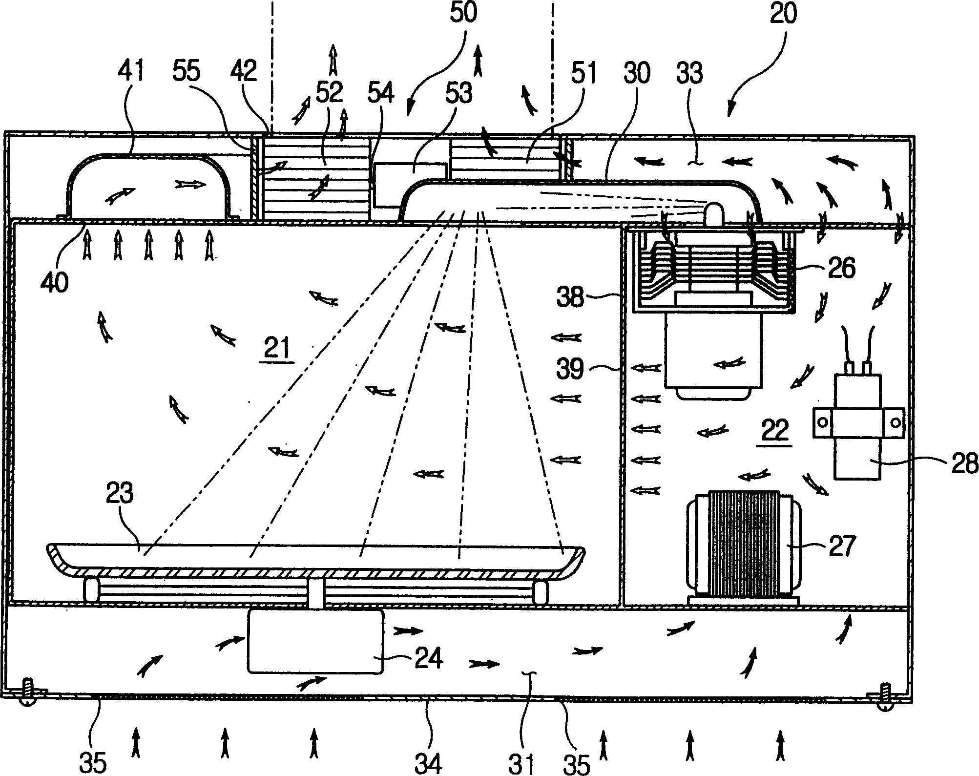 Wall hanging type microwave oven