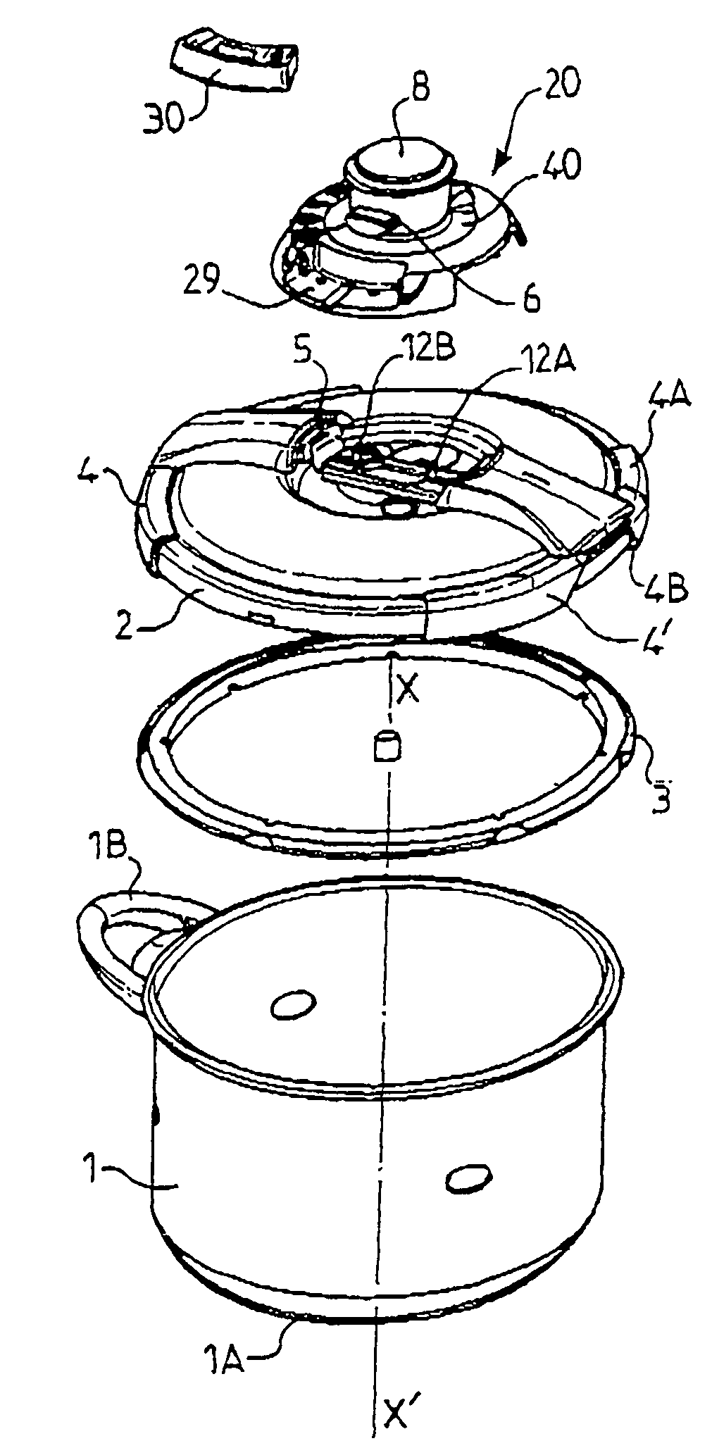 Food pressure-cooking device with a rotary locking/unlocking control device