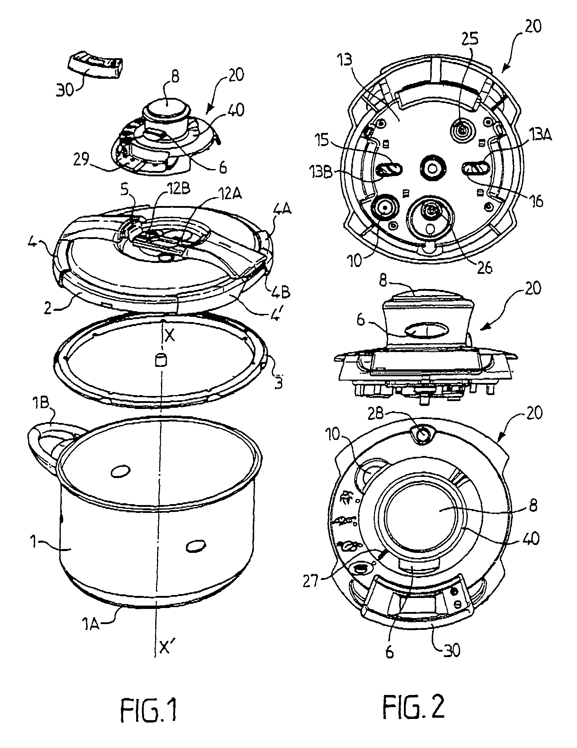 Food pressure-cooking device with a rotary locking/unlocking control device