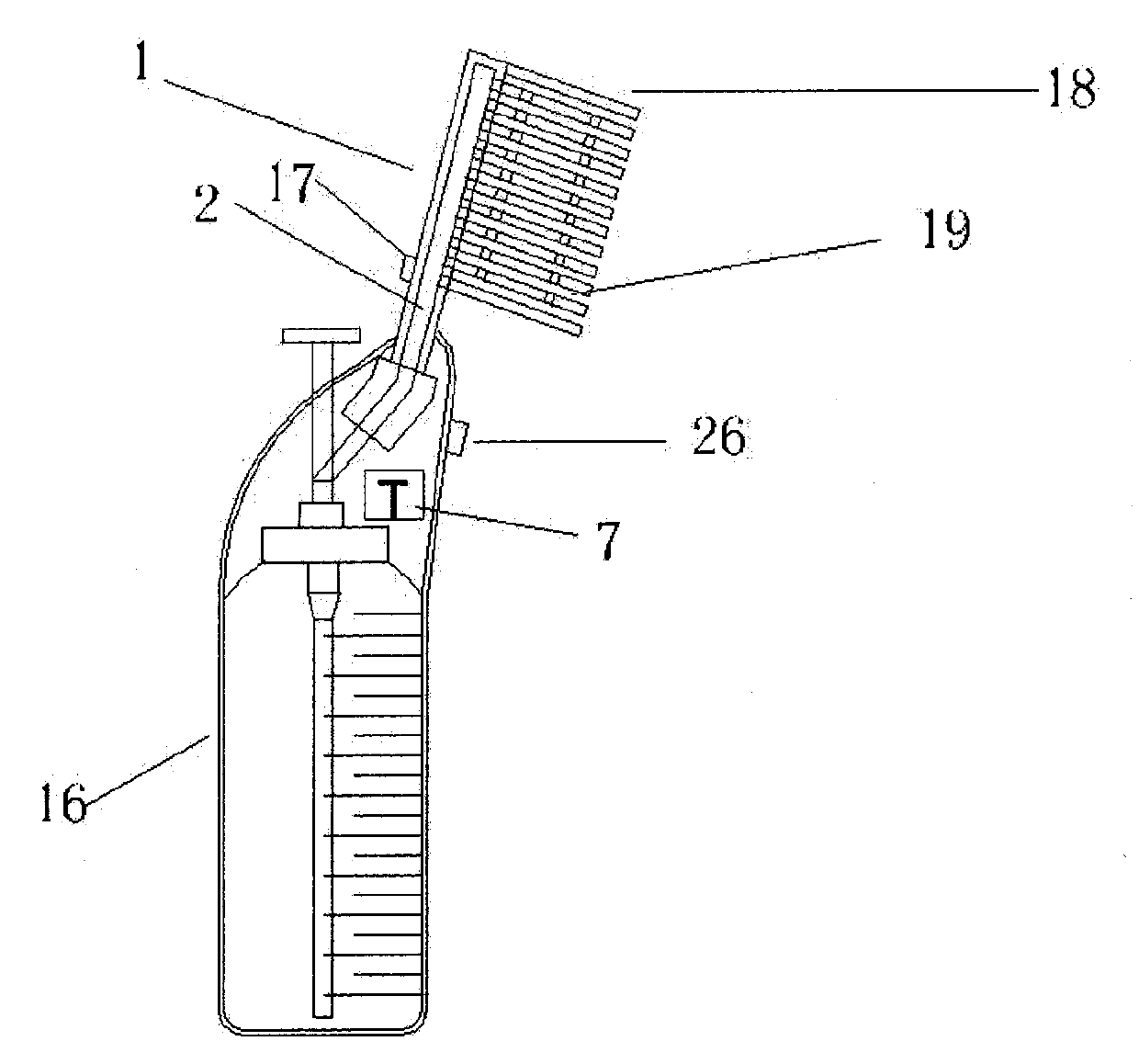 Double-tube quantitative temperature-controlling hair dyeing comb