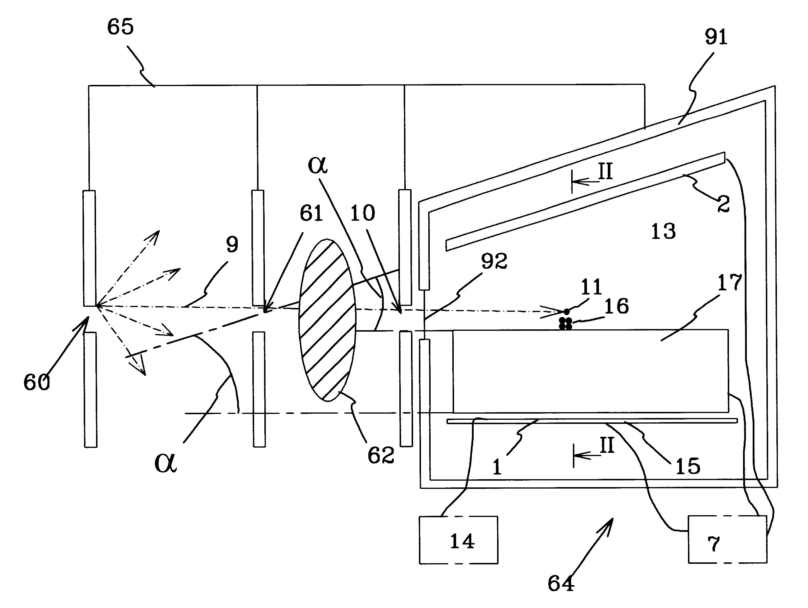 Radiation detector and an apparatus for use in planar beam radiography