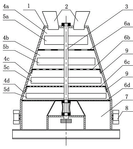 Vertical vibration grading crusher and crushing method