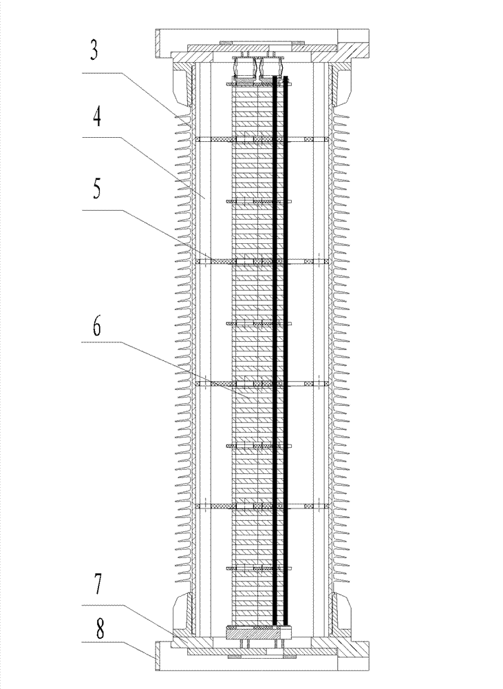 Mechanical structure of ultra high voltage DC arrester