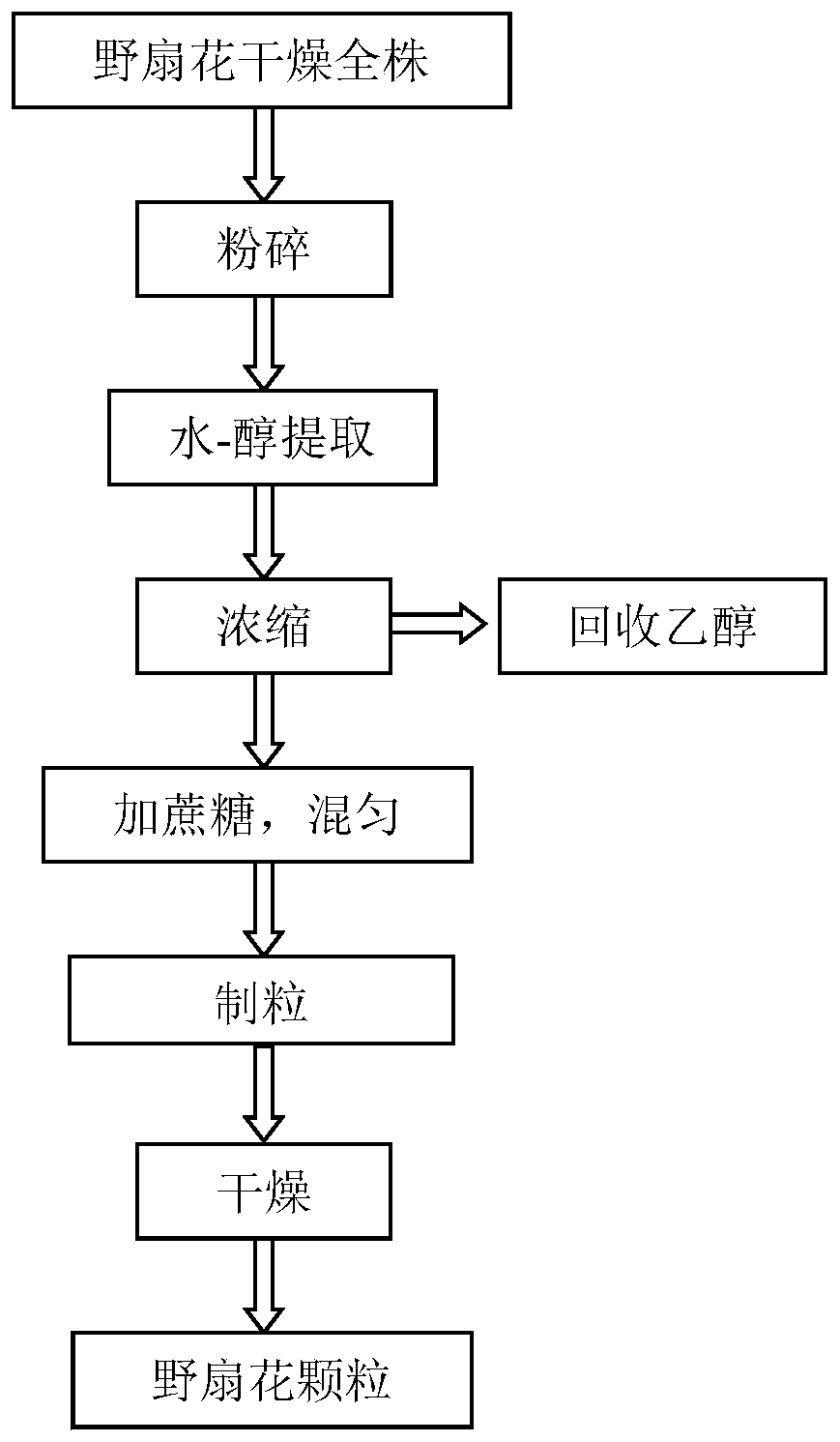 Sarcococca ruscifolia stapf granule, and preparation method and application of sarcococca ruscifolia stapf granule