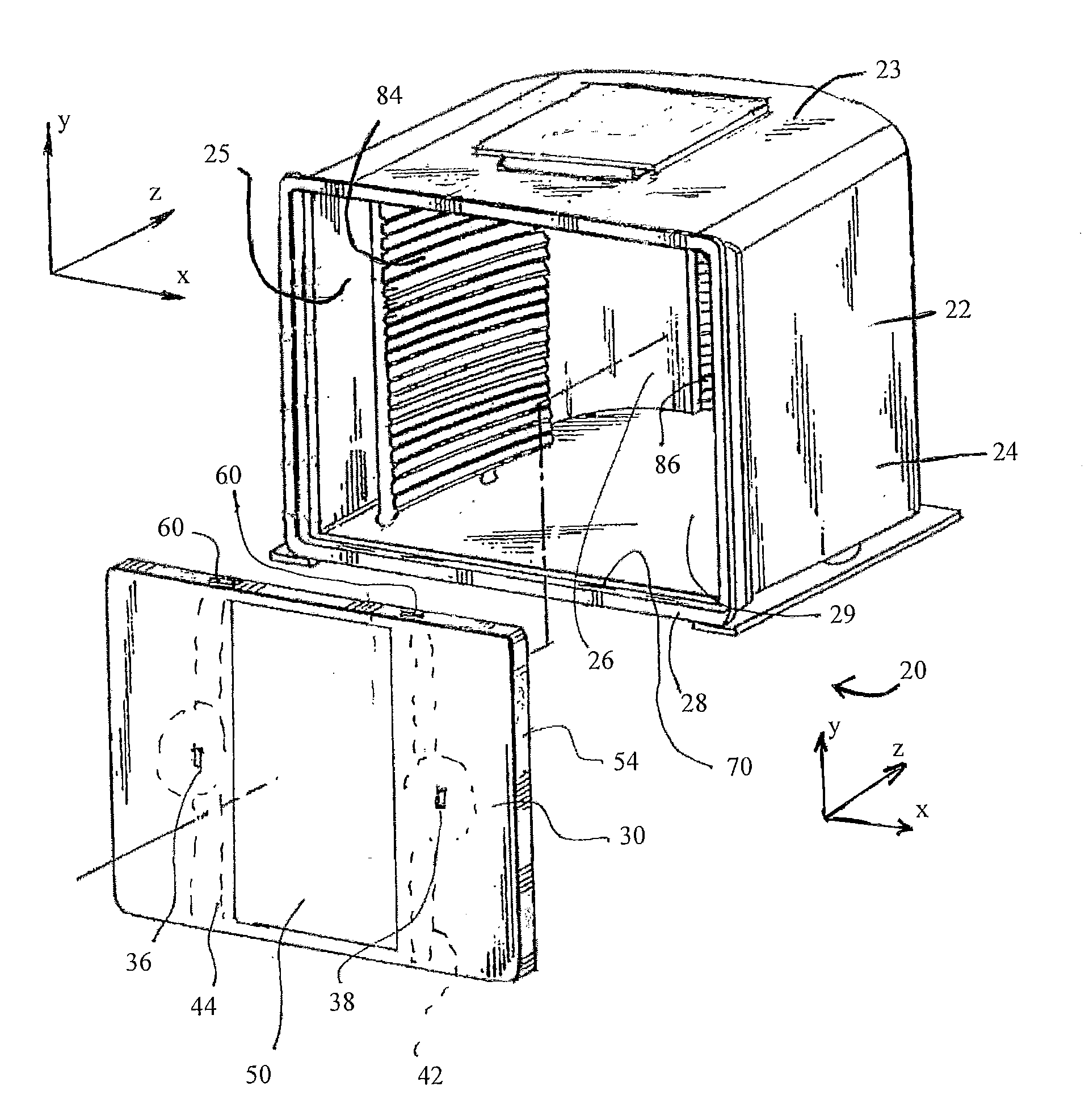 Front opening wafer container with door deflection minimization