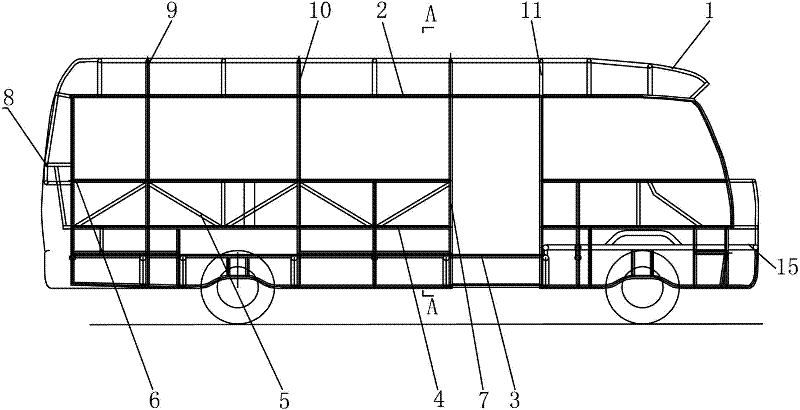 Round steel pipe fully-bearing type vehicular framework