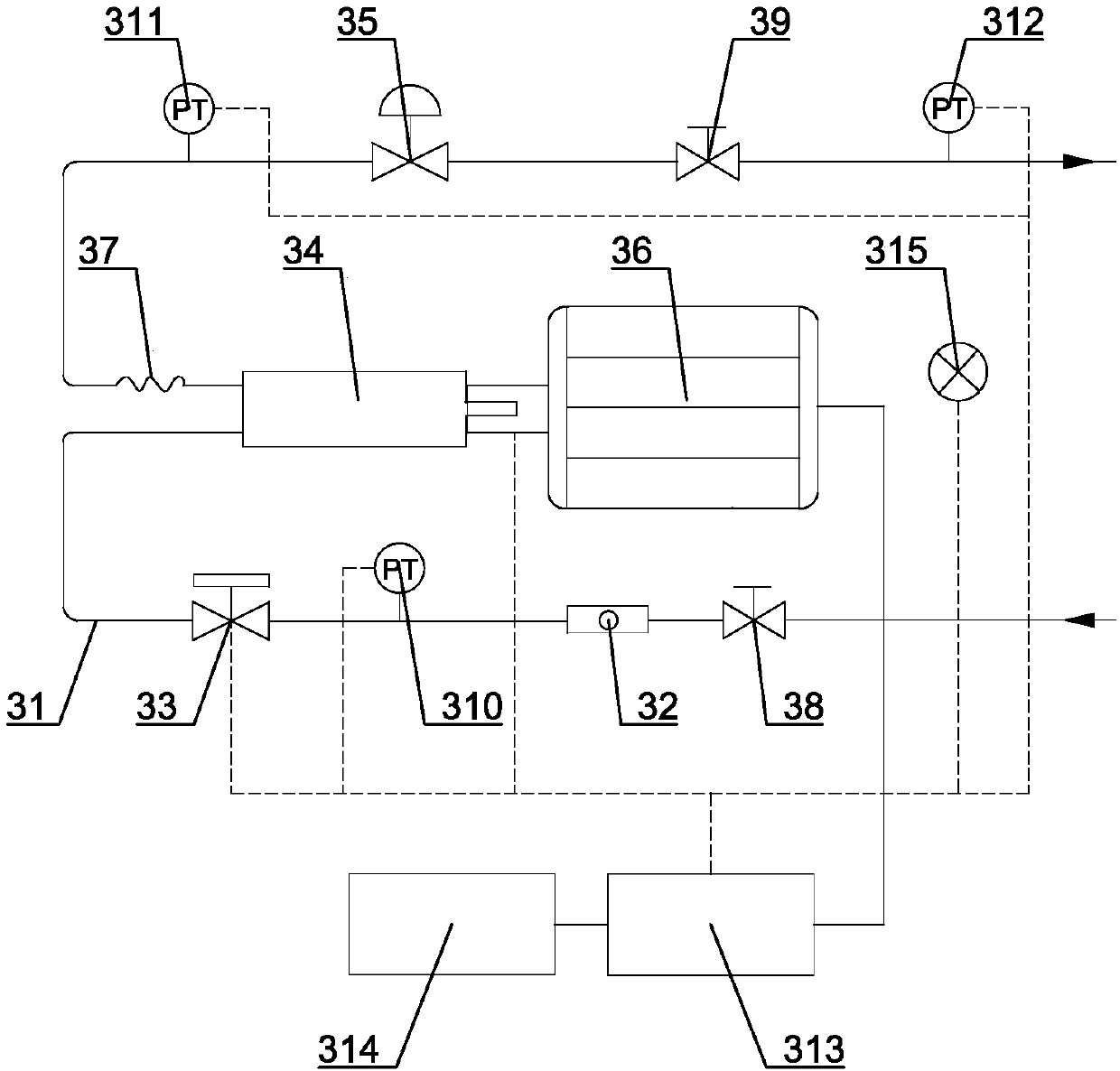 Pressure regulating and power generating device for small-sized natural gas pipe network