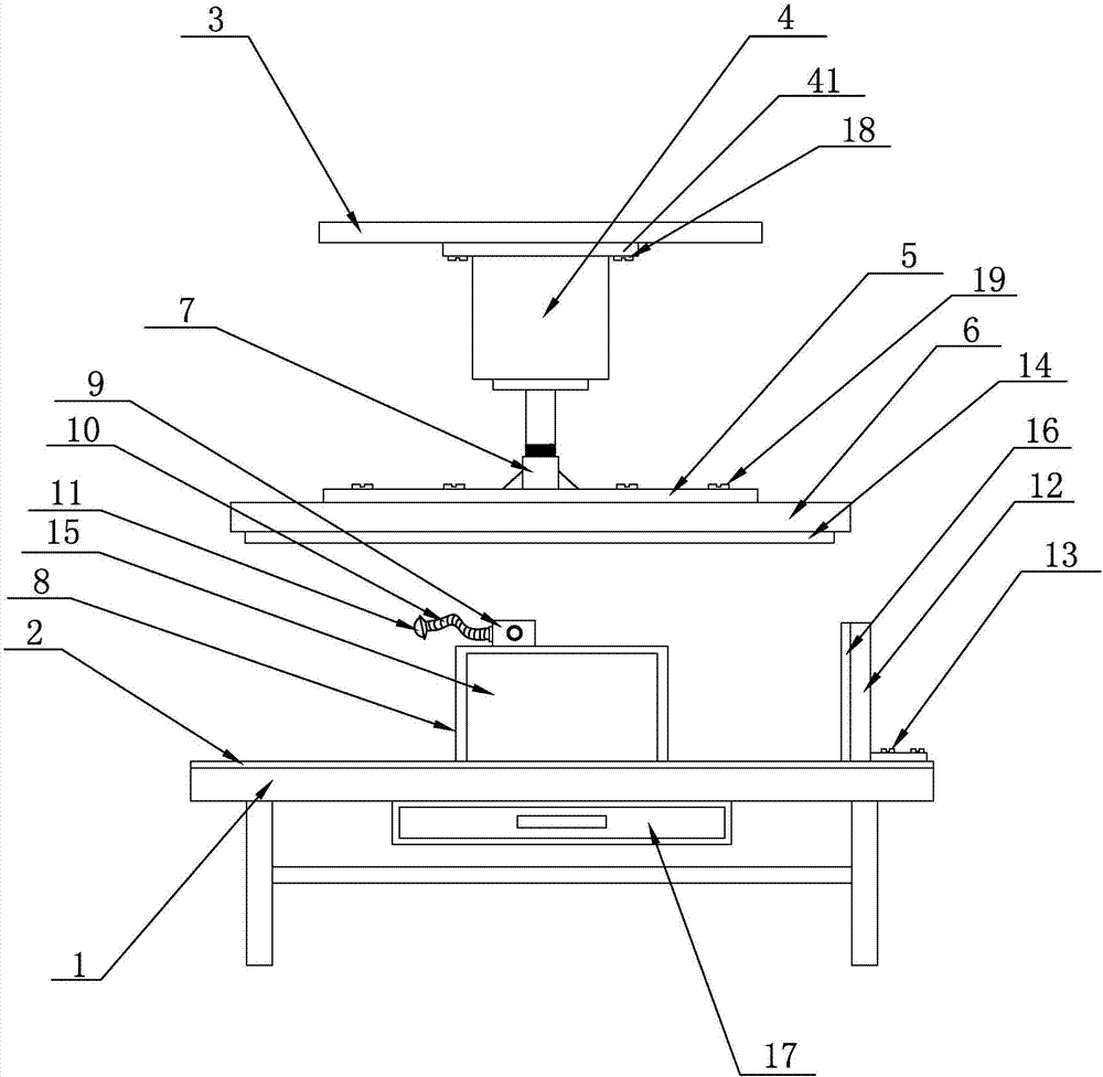 Lifting type locating device for production of bags