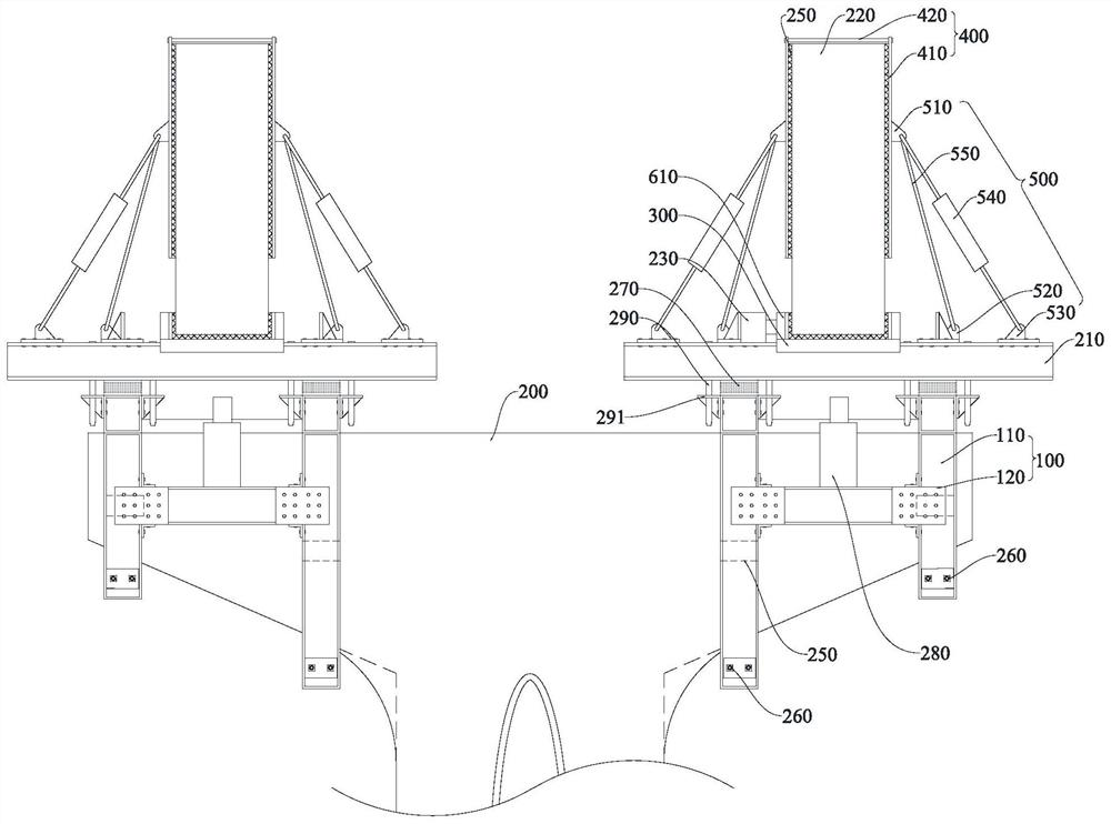 Riding-hung bearing structure and construction method of simply supported first and then continuous bridge