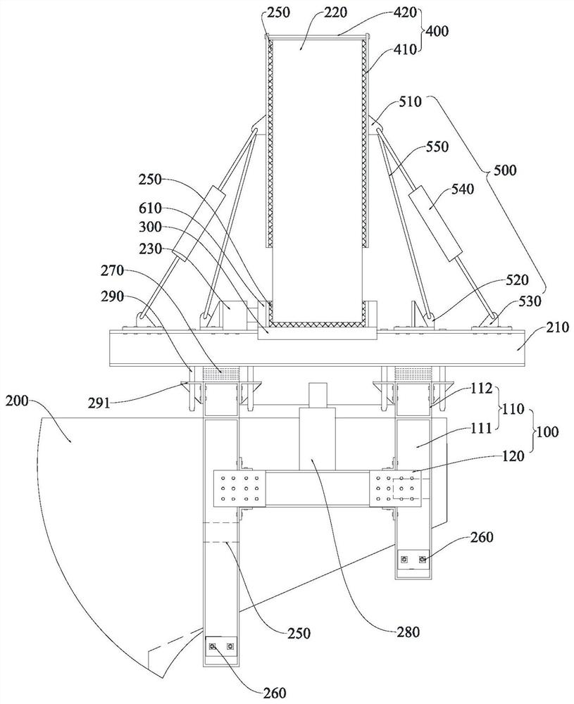 Riding-hung bearing structure and construction method of simply supported first and then continuous bridge